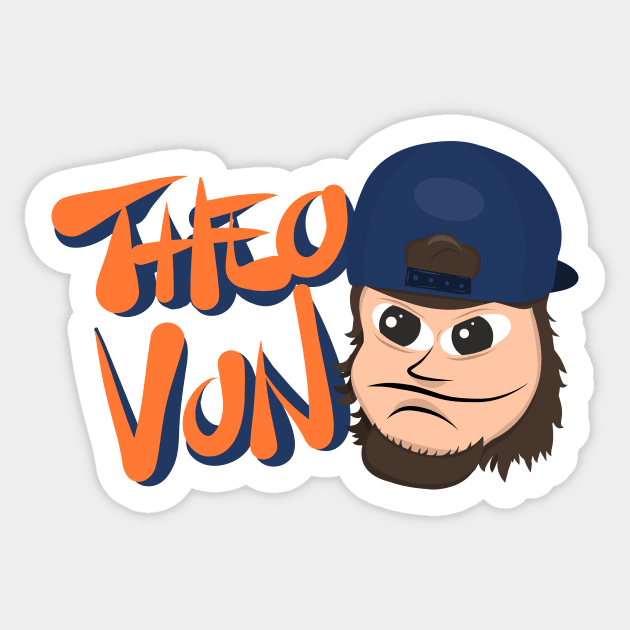 Theo Von For Life - Character Illustration (Black) Sticker by Ina